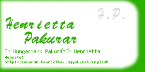 henrietta pakurar business card